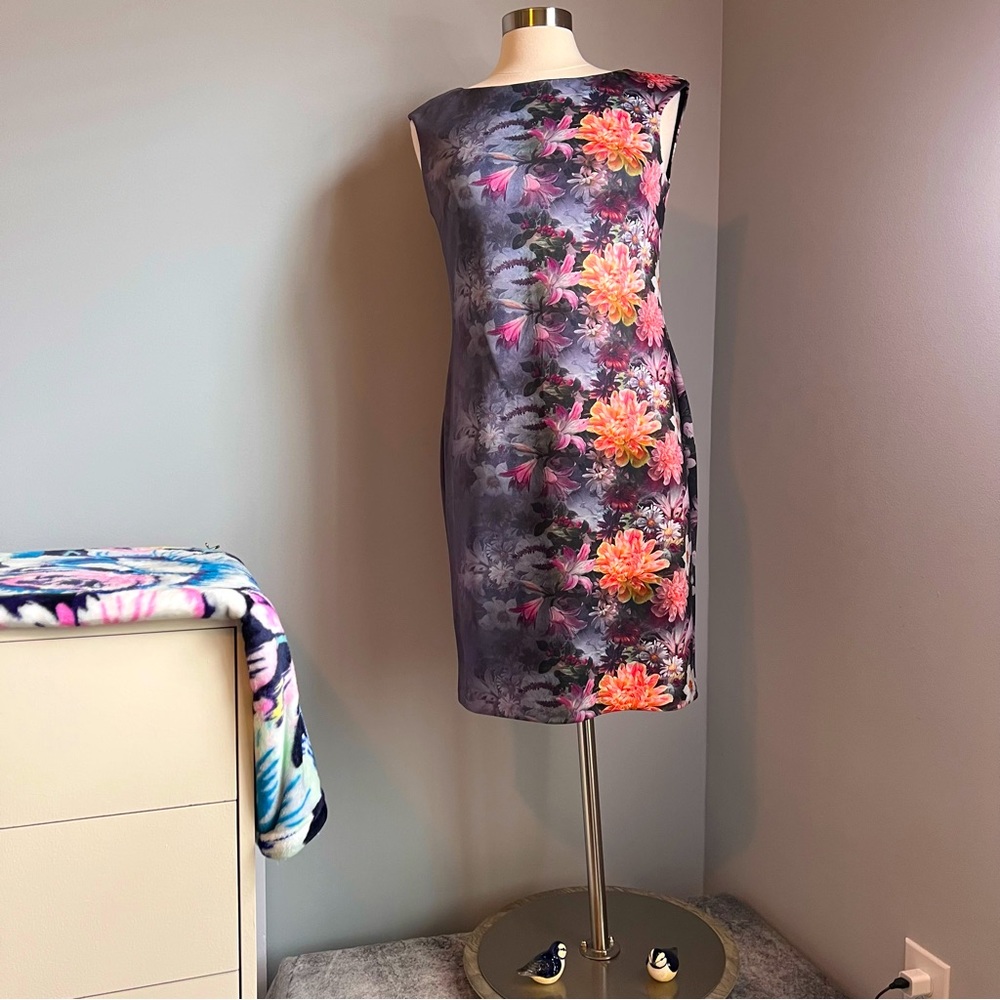 RMLL 6 Multicolor Floral Sleeveless Sheath Dress with Rear Zipper Cruise Wear